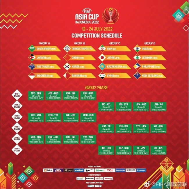 男篮亚洲杯2022赛程表一览（完整版）