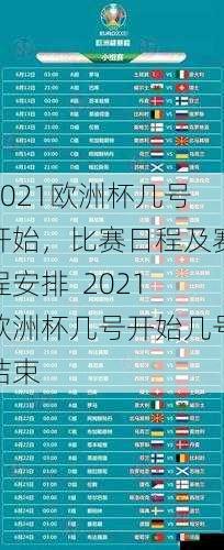 2021欧洲杯几号开始，比赛日程及赛程安排  2021欧洲杯几号开始几号结束